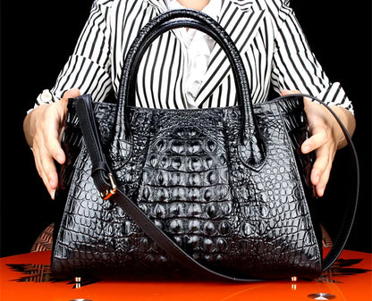 New Crocodile Leather Women's Handbags Genuine Leather Female Portable Shoulder Messenger Bag Fashion Brand Red Tote Bags