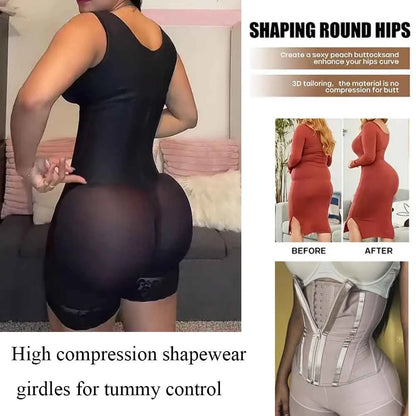 Women Full Body Shapewear Bodysuit for Abdomen Control High Compression Reducing and shaper girdles Zipper Crotch Shapewear Faja