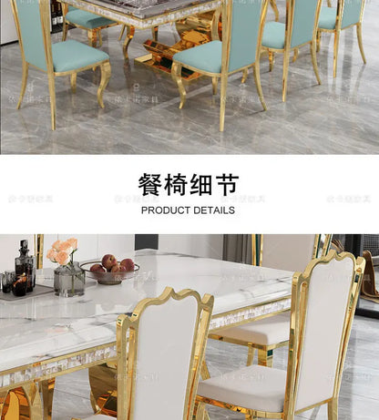 Kitchen Marble Dining Table Restaurant Side Chairs Living Room Study Dining Table Writing Office Muebles Commercial Furniture - Kimlud