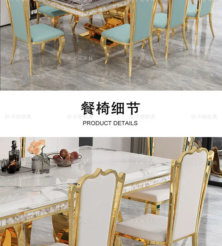 Kitchen Marble Dining Table Restaurant Side Chairs Living Room Study Dining Table Writing Office Muebles Commercial Furniture - Kimlud