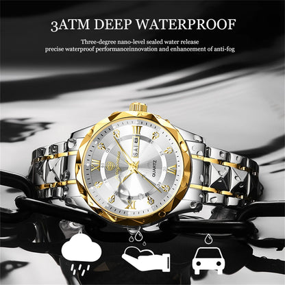 POEDAGAR Luxury Man Watch 5ATM Waterproof Luminous Date Week Quartz Men's Watches Stainless Steel Fashion Sport Men Wristwatch