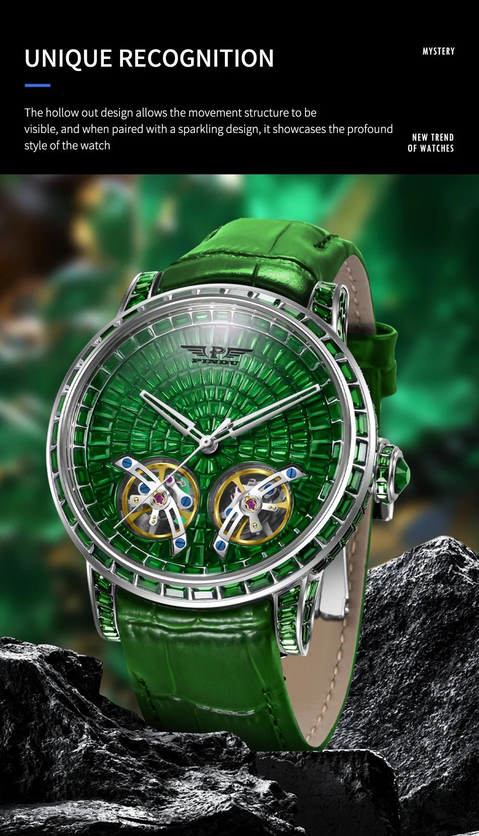 Mechanical Watch Men PINDU Design Top Luxury Double Flying Wheel Watch Sapphire Glass Waterproof Diamond Watch Leather...