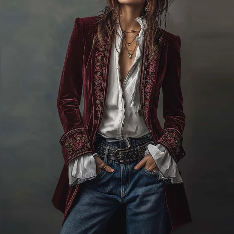 New V Neck Patchwork Elegant Chic Jackets, Women Spring Autumn Long Sleeve Fashion Coat, Casual Simple Ladies Cardigan Outerwear