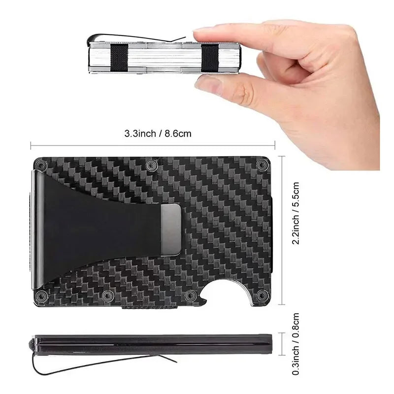 Rfid Carbon Fiber Credit Card Holders Wallets Luxury Men Mini Slim Metal Cardholder Case Magic Thin Male Money Bag Smart Walet