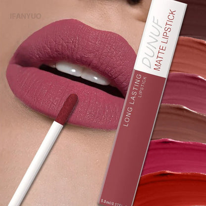 Non Stick Cup Liquid Lipstick Dark Purple Long Lasting Lip Gloss Matte Velvet Finish Resistant To Fading Waterproof Lip...