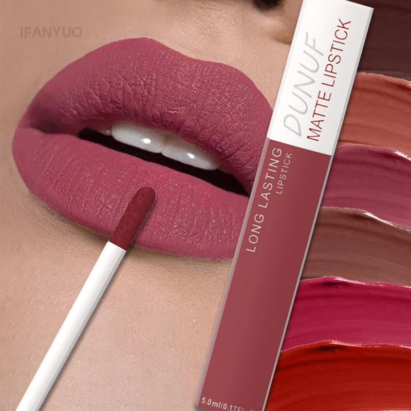 Non Stick Cup Liquid Lipstick Dark Purple Long Lasting Lip Gloss Matte Velvet Finish Resistant To Fading Waterproof Lip...