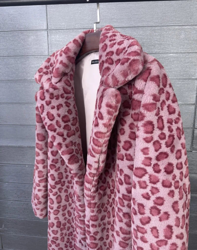 2026 Fashion Zebra Leopard Print Fur Coat Women's Winter Faux Rabbit Hair Fur X-long Overcoat Loose Jacket Streetwear...