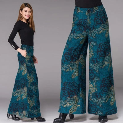 High Waist Floral Print Wide Leg Pants Straight Cut Mom Style Casual Trousers for Women plus Size Long Pants Spring Summer