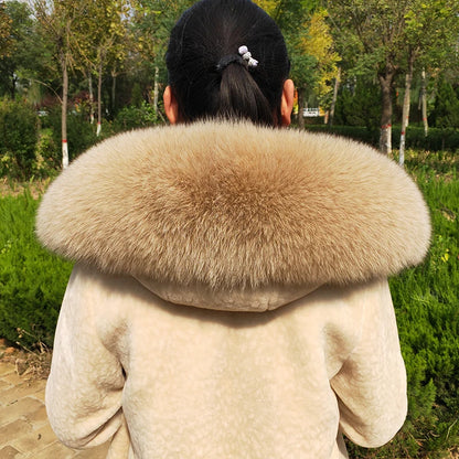 Super Large 100% Real Fox Fur Collar Hood Decor Fur Collar For Down Coat Women Winter Warm Fur Scarf Shawl Luxury