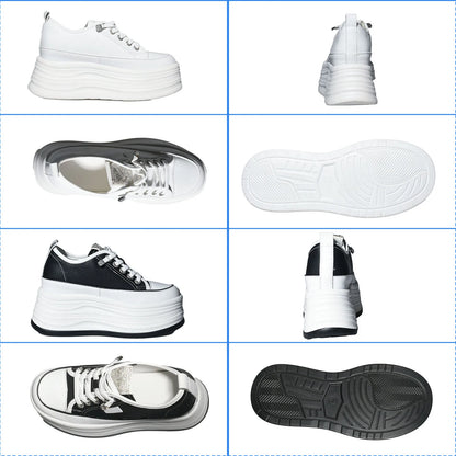 Fujin Wedge Heel Sneakers Shoes Comfy Casual Shoes Female 9cm High Quality Microfiber Leather White Platform Sneakers for Women