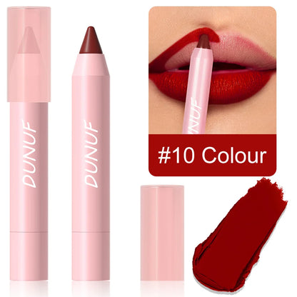 18-Colors Lipstick Pencil Waterproof Sexy Red Matte Contour Tint Lipstick Lasting Non-stick Cup Lipliner Pen Lip Makeup...