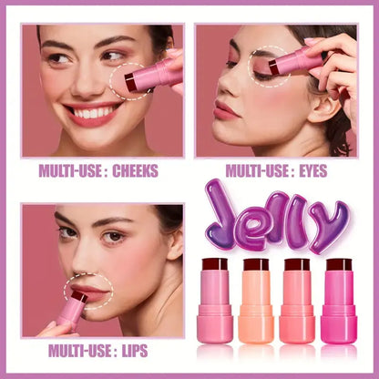 Jelly Blush Lip Gloss Stick for Lazy People to Contour, Even Skin Tone, Brighten and Color, Easy to Apply for Both Lips and Face