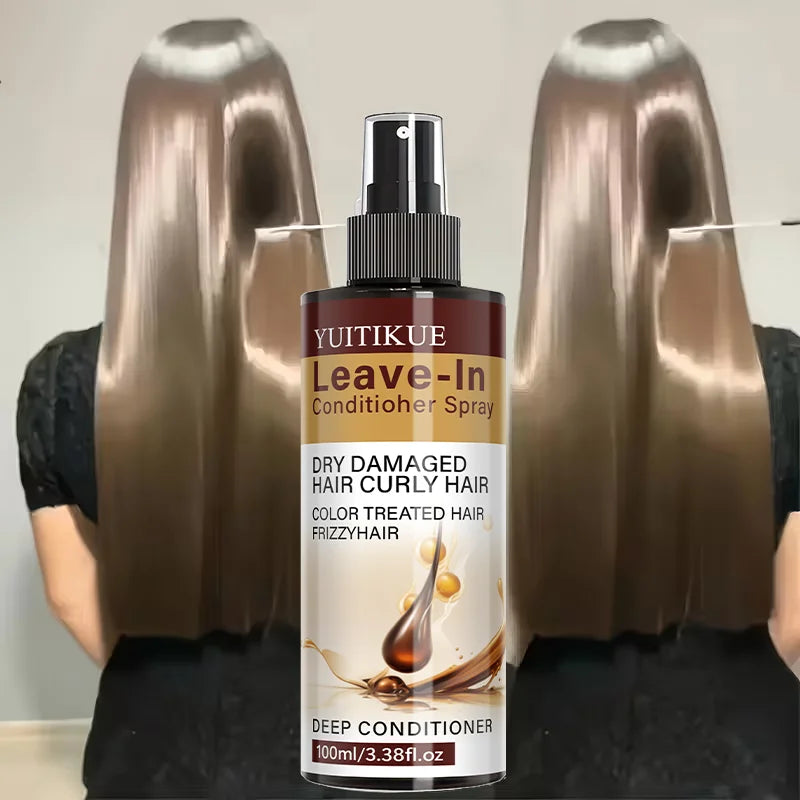 YUITIKUE Leave-In Conditioner Spray 100ml for Dry, Damaged, Curly & Color-Treated Frizzy Hair