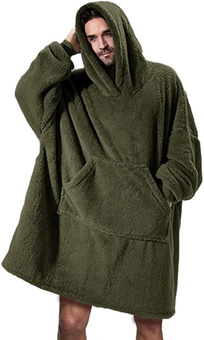 Long Sleeves With Pockets Hoodie Pajamas Women Autumn Winter Fashion Solid Color Loose Double-sided Velvet Home Clothes...