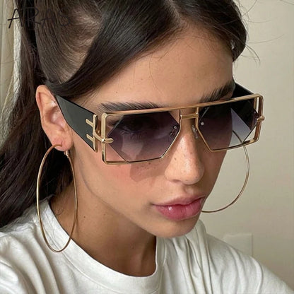 Steampunk Rectangle Sunglasses Women Men 2026 Luxury Hollow Metal Frame Sun Glasses Vintage Punk Hexagon Eyewear UV400...