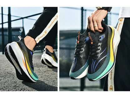 Fashion men's and women's sports running shoes casual breathable mesh surface carbon plate support wear-resistant rubber outsole