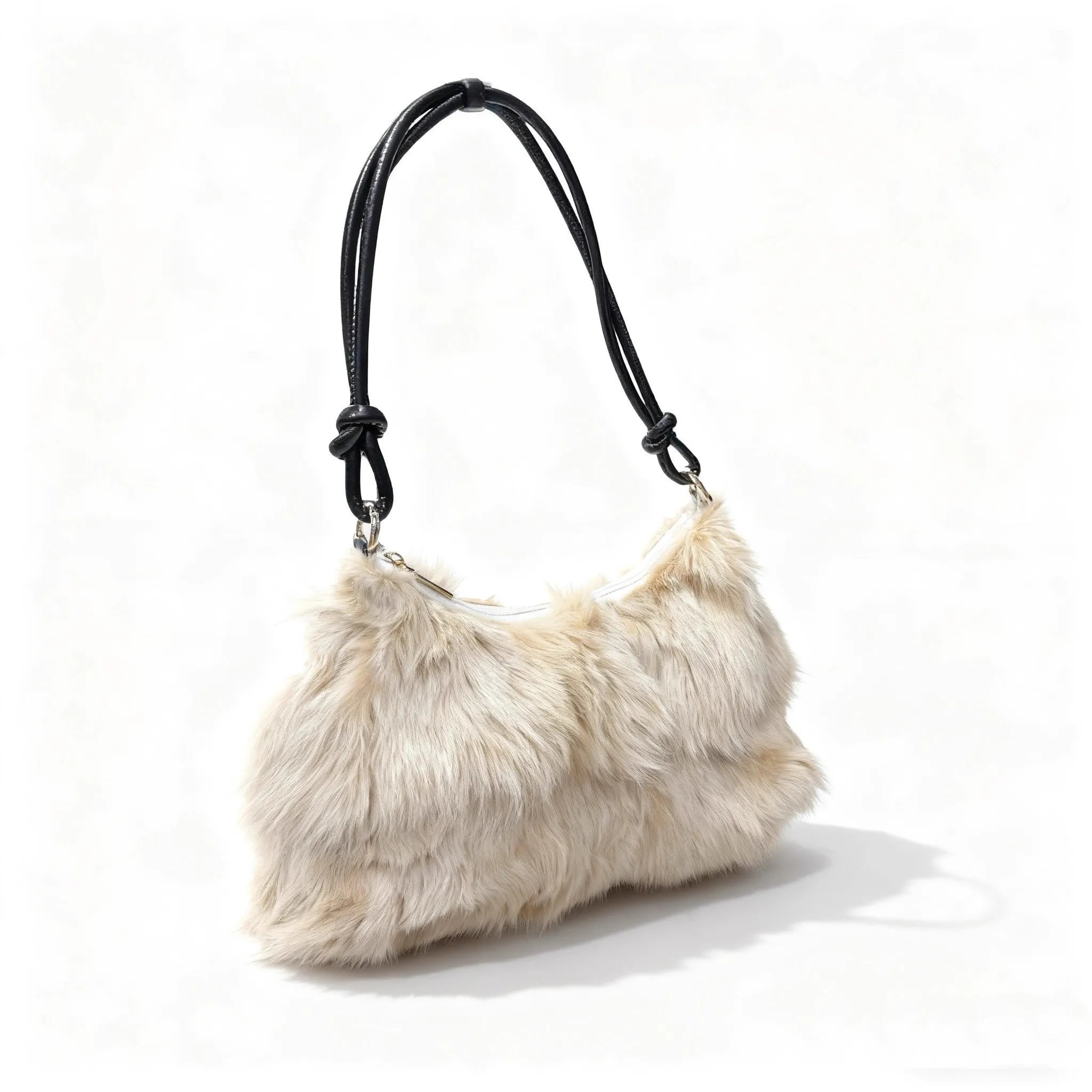 Winter Fox Fur Bag Women's  Bag Fashion  Handbag Ladies Bags Purses Women Shoulder Bag Real Silver Fox Fur Messenger Bags