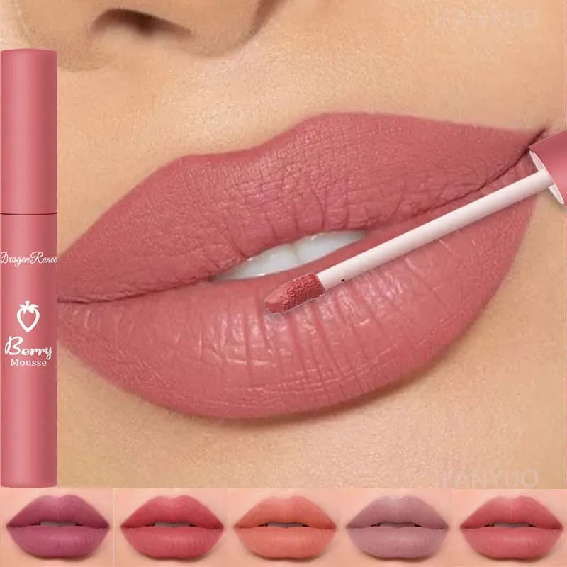 12 Colors Liquid Lipstick Nude Matte Sexy Waterproof Long Lasting Lip Gloss Moisturizing Velvet Non-stick Cup Lip Glaze Makeup