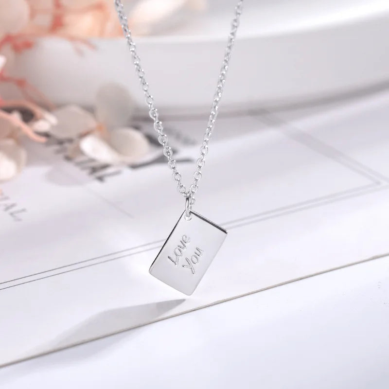 Envelope Locket Necklace with Gold Rose Gold Silver Color Love you Secret Hidden Message Pendant Necklace Gift Jewelry