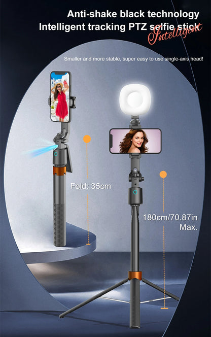 180cm70.9in Facial Tracking 360°Rotation Gimbals Stabilizer Selfie Stick Intelligent Phone Holder Tripod for Mobile Camera GoPro