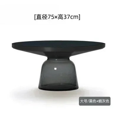 Nordic Creative Glass Round Coffee Table Combination Living Room Reception Side Table Transparent Light Luxury Coffee Tables - Kimlud