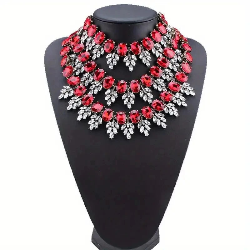 Dvacaman Statement Luxury Bib Rhinestone Choke Necklace for Women,Wedding Party Jewelry Accessories