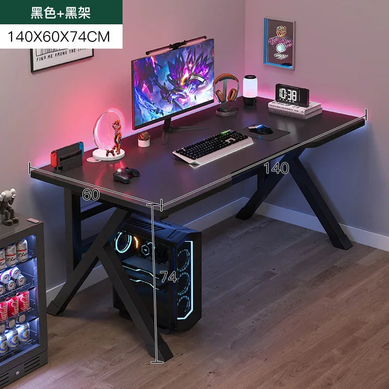 Ergonomic Large Gaming Desk, K-Shaped Gaming Table, PC Gaming Workstation Home Office Desks, Space-Saving, Easy to Assemble