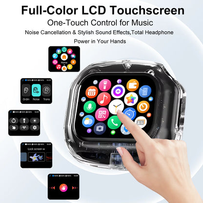 HLXZK 01 Bluetooth V5.4 Earphones AI Translator Earbuds OWS LCD Touch Screen Sport Wireless Headphones HD Stereo Sound Longlife