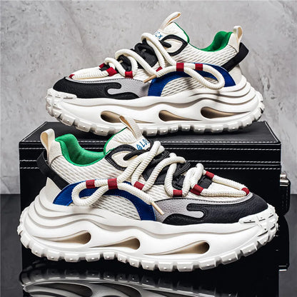 Men's Spring Retro Rascal Handsome Fashion Casual Versatile Height Increasing Thick Bottom Outdoor Sports Running Shoes