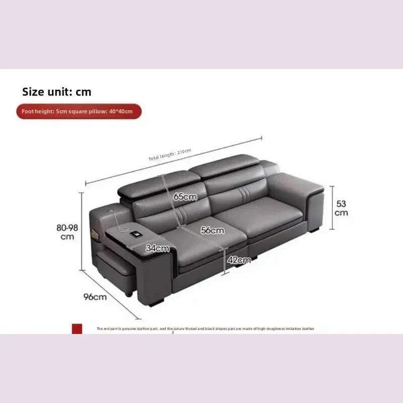 Large Apartment Chaise Leather Sofa Combination Set Modern Light Luxury Living Room Sofas Creative Office Comfortable Large Sofa