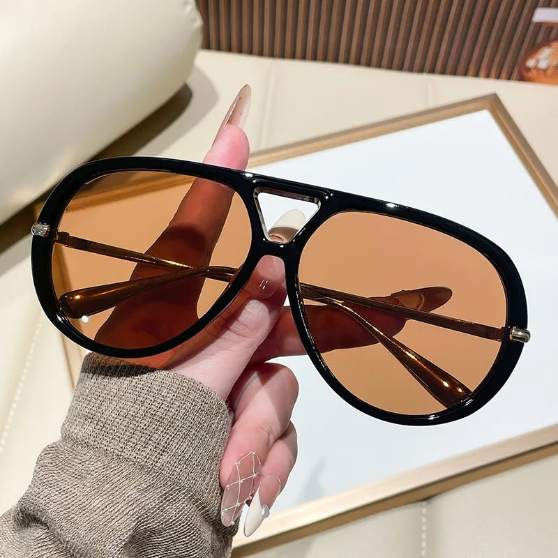 Oversized Pilot Sunglasses 2025 New Vintage Double Bridge Sun Glasses Women Trendy Luxury Brand Design Outdoor Shades |...