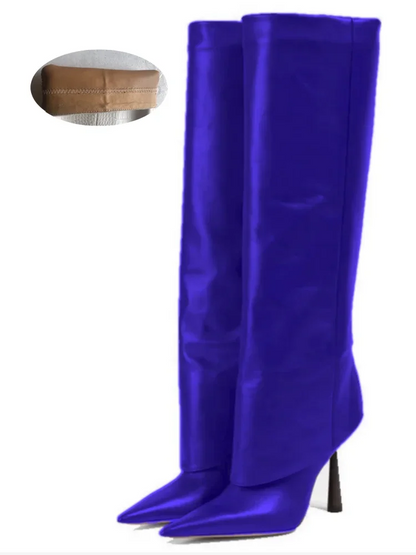 Women's Fashion Retro Stone Pattern Pointed Sleeve Skirt Boots European and American High End Loose Pants Banquet Boots