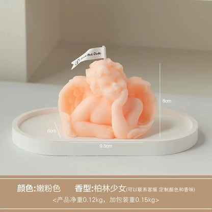 1Pc Nordic Style Cupid Angel Soy Wax Candle - Smokeless Essential Oil Aromatherapy Candle for Home Decor & Photo Props