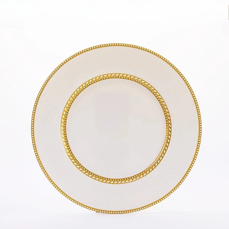 2025 New Jingdezhen Dishes Tableware Free Combination Household High-grade Bone China Tableware Housewarming Relief Rose