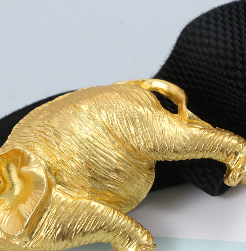 New Original Design Gold Elephant Leather Belt High Quality Personalized Fashion Women's Dress Elastic Belt Designer...