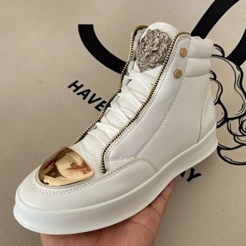 original shoes brand high top casual shoes for man zip decoration casual sneakers mens ankle boots sports hip-hop running shoes - Kimlud