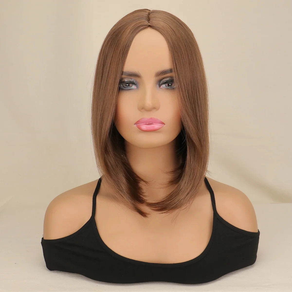 Short straight synthetic wig Ginger Brown Bob wig with straight bangs Ladies Cosplay daily natural high temperature silk wig