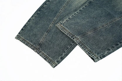 Baggy Wide-leg Jeans Men's Oversized Streetwear Vintage Washing Y2K Denim Pants Spliced Autumn Fashion Loose Man Trousers