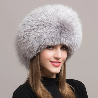 Hot Sale 100% natural Fox Fur Hat Women Cap Thick Fur Cap Winter Warm Hat Female Fashion For Women Hat With Earmuffs Hat...