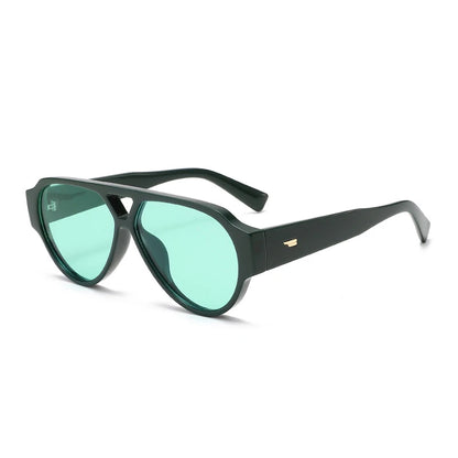 SO&EI Fashion Oversized Pilot Double Bridges Women Sunglasses Retro Rivets Men Red Green Shades UV400 Sun Glasses |...
