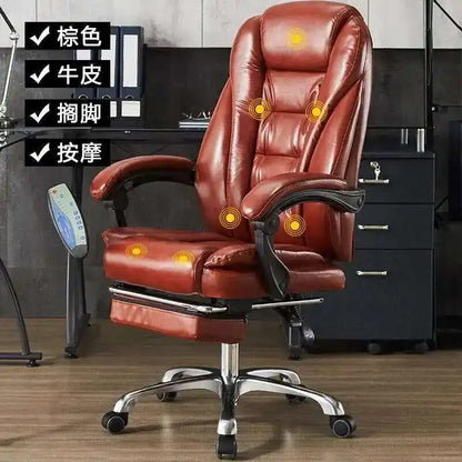 Executive Seat Office Chair Leather Study Wheels Modern Hand Relax Armchairs Library Fashion Cadeira Presidente Office Furniture - Kimlud