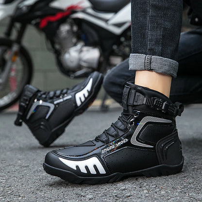 Men Mountain Riding Shoe Outdoor Buckle Casual Shoes Couple's Style Women High Top Motorcycle Shoes Fashionable Motorcycle Shoes - Kimlud