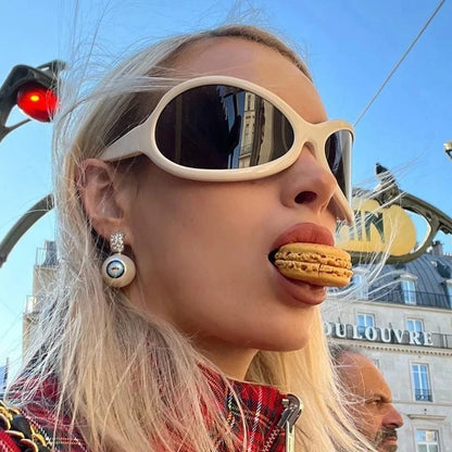 Oversized Punk Oval Sunglasses Y2K Unique Women Men Trend Goggle Sports Sun Glasses Lady Luxury Brand Designer New Eyewear UV400 - Kimlud