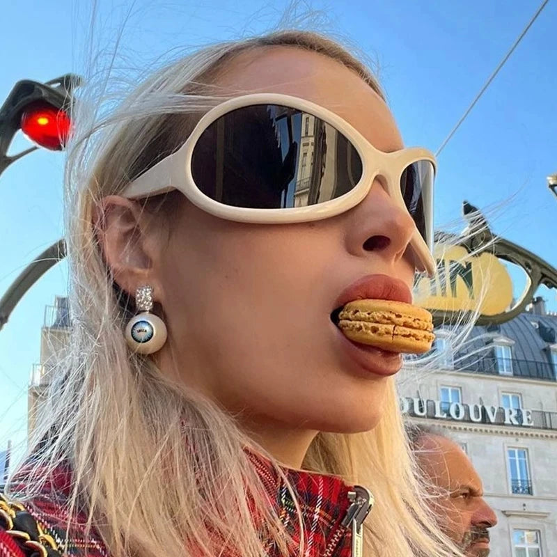 Oversized Punk Oval Sunglasses Y2K Unique Women Men Trend Goggle Sports Sun Glasses Lady Luxury Brand Designer New Eyewear UV400 - Kimlud