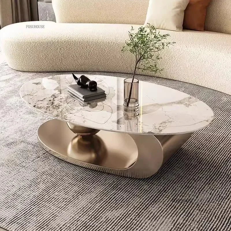 Modern Slate Desktop Metal Coffee Tables Minimalist Designer Home Living Room Furniture Italian Oval Table Luxury Tea...