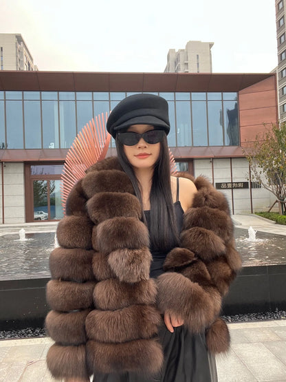 Hot selling winter sable fashion Finnish imported fox fur coat new lapel collar women high-end real fox fur jacket