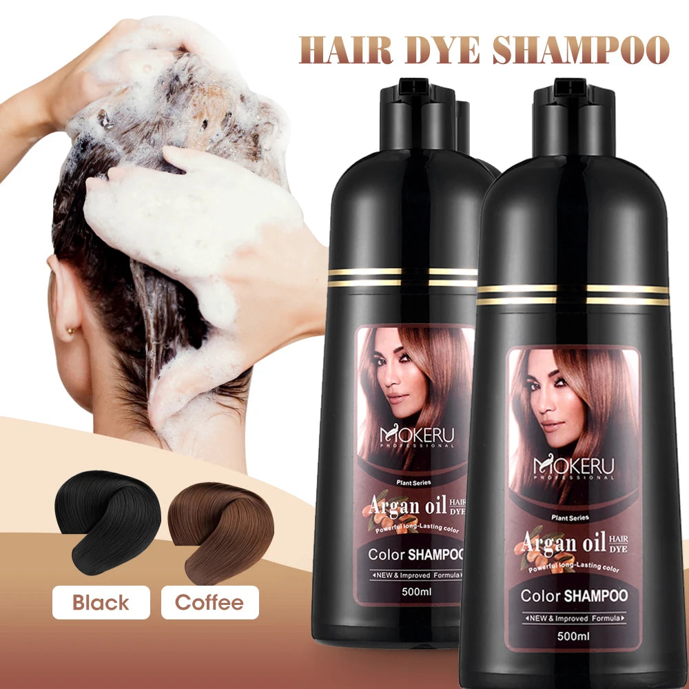 Mokeru Natural Fast Coloring Argan Oil For Hair Dark Brown Argan Speedy Hair Color Shampoo for Gray Hair Dye Shampoo |...