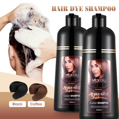 Mokeru Natural Fast Coloring Argan Oil For Hair Dark Brown Argan Speedy Hair Color Shampoo for Gray Hair Dye Shampoo |...