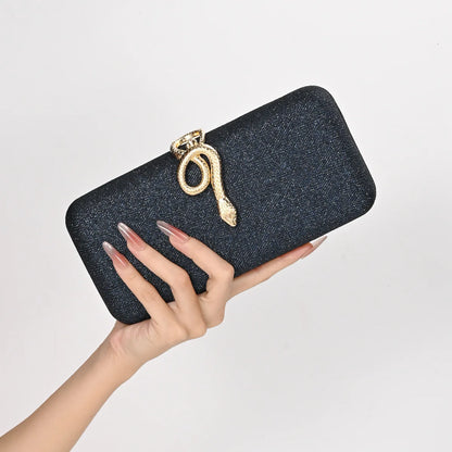 Classic Snake Buckle Evening Purse Women's Sparkling Clutch Bag Annual/wedding Party Handbag Elegant Square Box Bag...