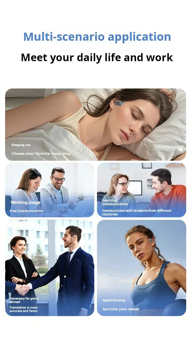 Origin Bluetooth Wireless Earphones AI Real Time Translation Earbuds for Xiaomi OWS Ear Hook Headset HD Call Music Headphone - Kimlud